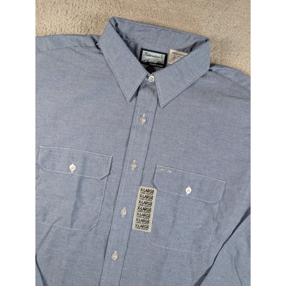 Vintage Fieldmaster Chambray‎ Shirt Mens XL USA Made Blue Button Up NWT